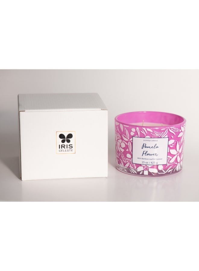 IRIS CELESTE Pomelo Print Jar Candle 425grams - 3 wick Scented candle 15oz  | 50 hrs burn-time | Perfect for Gifting, Home Décor, Parties & Room Perfuming | Ideal for Living room and Office Décor - Image 3